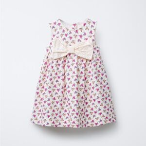 Zara Floral Kids Dress with Cream Bow